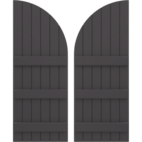 Ekena Millwork Americraft 6-Board (3 Batten) Wood Joined Board-n-Batten Shutters w/ Arch Top, ARW401BQ621X77SMH, PR ARW401BQ621X77SMH - main